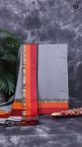 Pure Maheshwari Silk Salwar (Top & Dupatta) - Grey